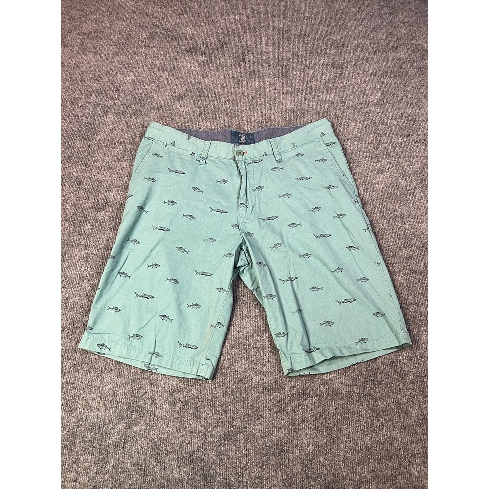 Beverly Hills Polo Club Mens 36 Novelty Fish Pattern Bermuda Shorts | yacht club